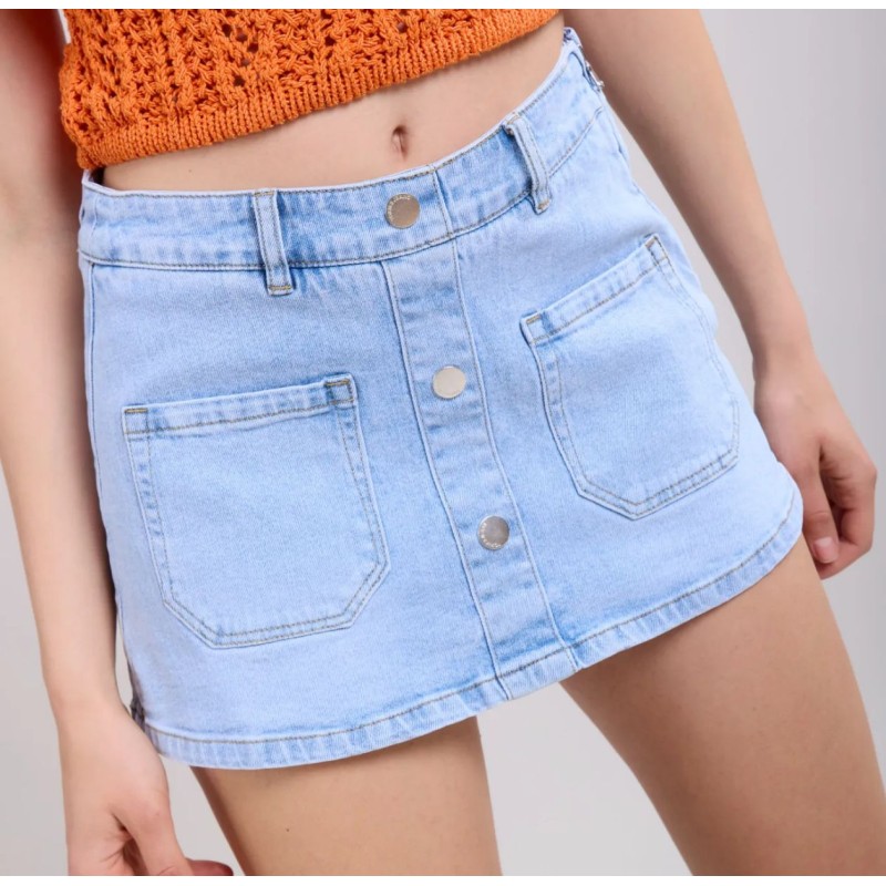 Jupe short jeans boutons
