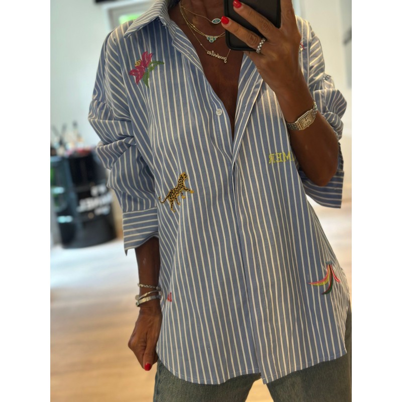 Chemise léopard rayée