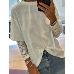 T-shirt manches dentelle