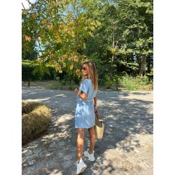 Robe jeans fluide brodée Vic