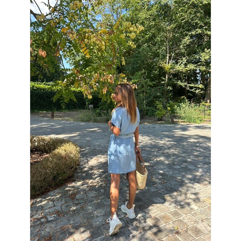 Robe jeans fluide brodée Vic