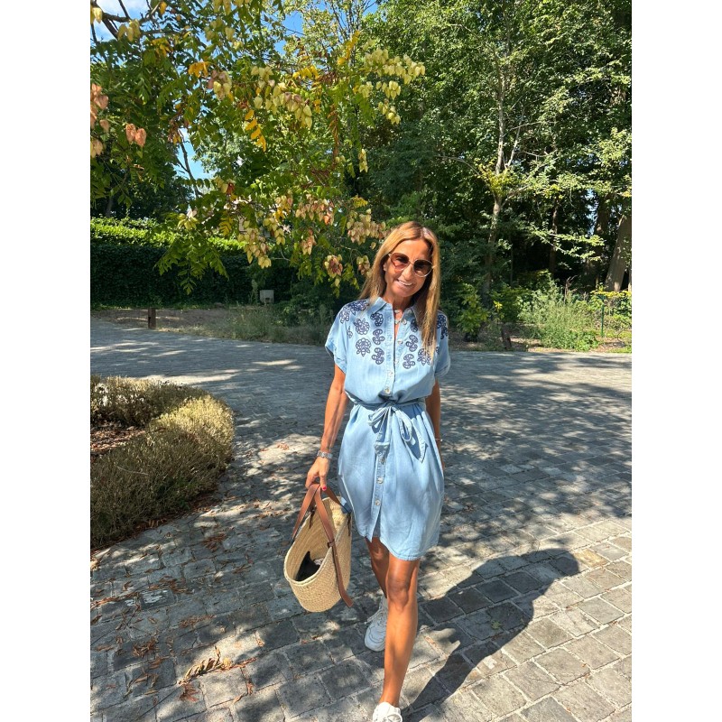 Robe jeans fluide brodée Vic