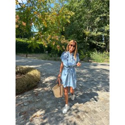 Robe jeans fluide brodée Vic