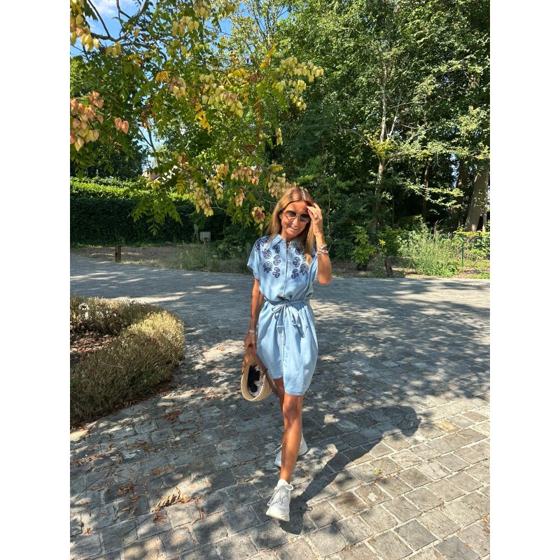 Robe jeans fluide brodée Vic