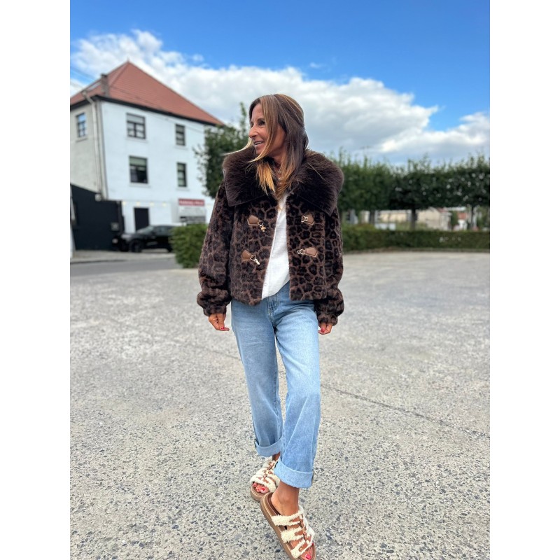 Veste fourrure Léopard Léa