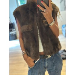Veste sans manche fourrure Ashley léopard Veste sans manche fourrure Ashley léopard