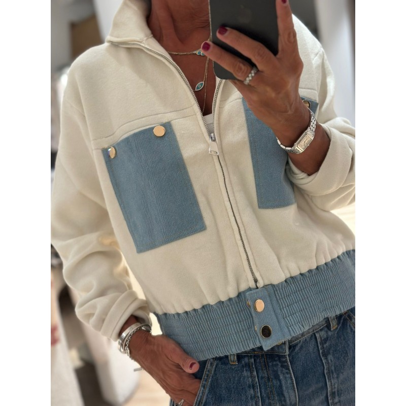 Gilet veste  Ophélie ecru