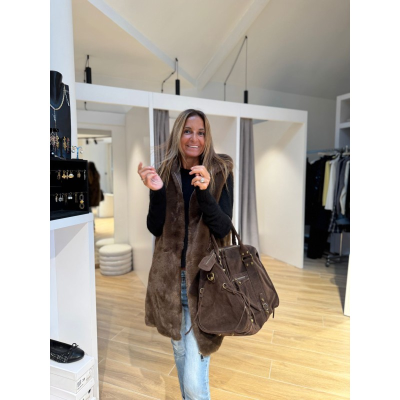 Longue veste fausse fourrure Nath