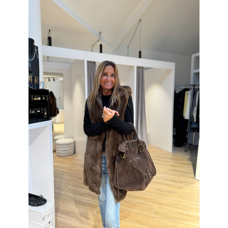 Longue veste fausse fourrure Nath