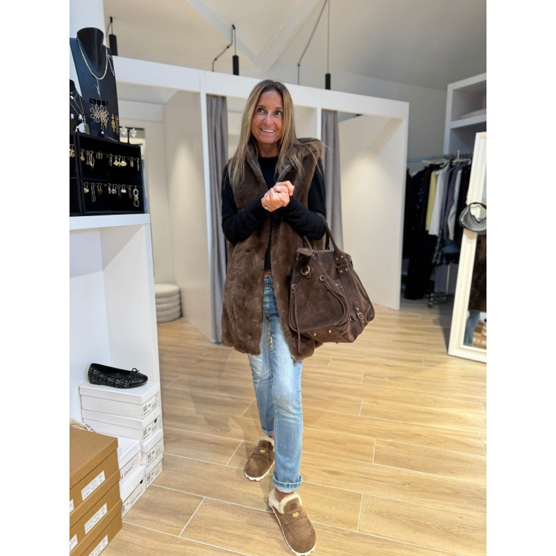 Longue veste fausse fourrure Nath