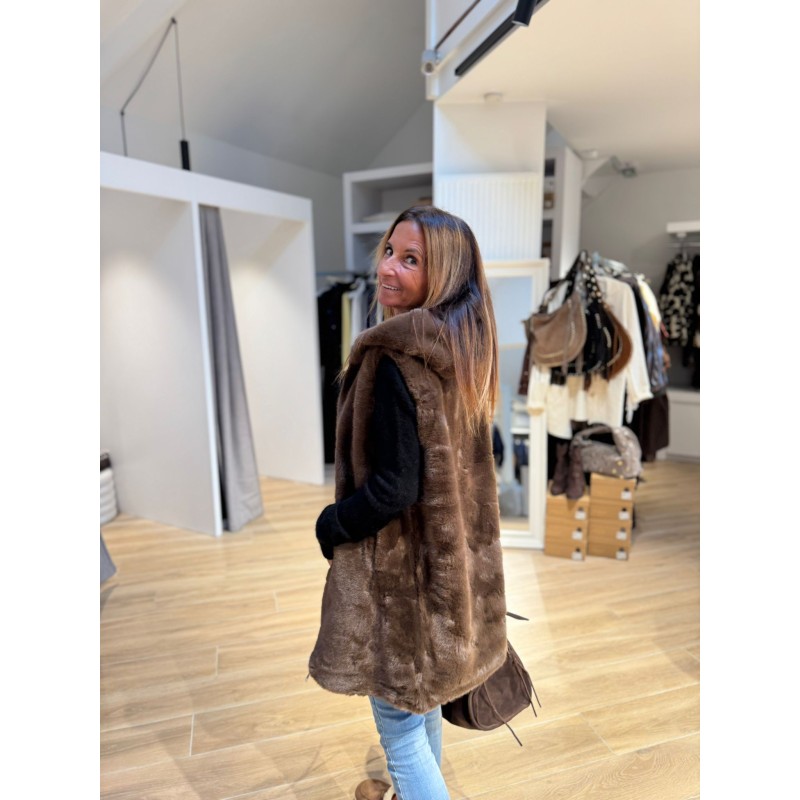 Longue veste fausse fourrure Nath