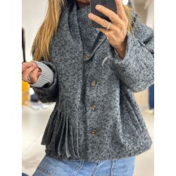 Manteau Asther façon laine avec écharpe amovible assortie