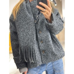 Manteau Asther façon laine avec écharpe amovible assortie