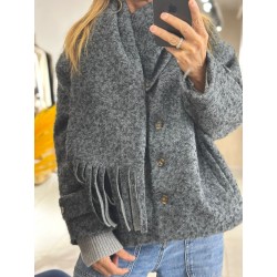 Manteau Asther façon laine avec écharpe amovible assortie