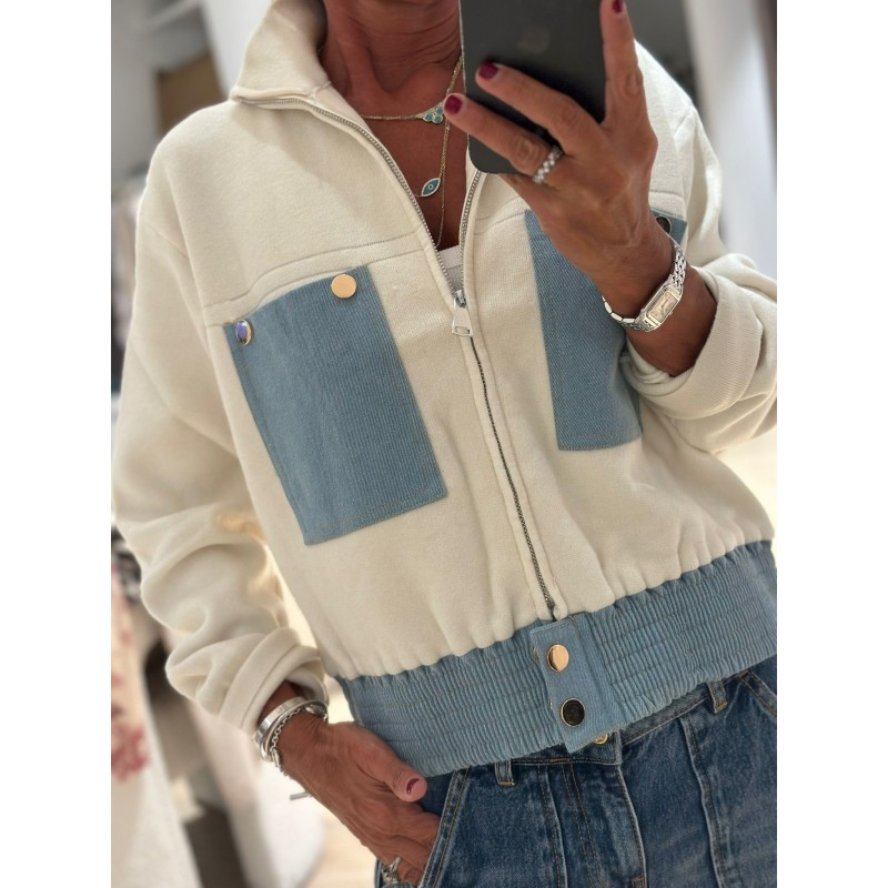 Gilet veste  Ophélie ecru