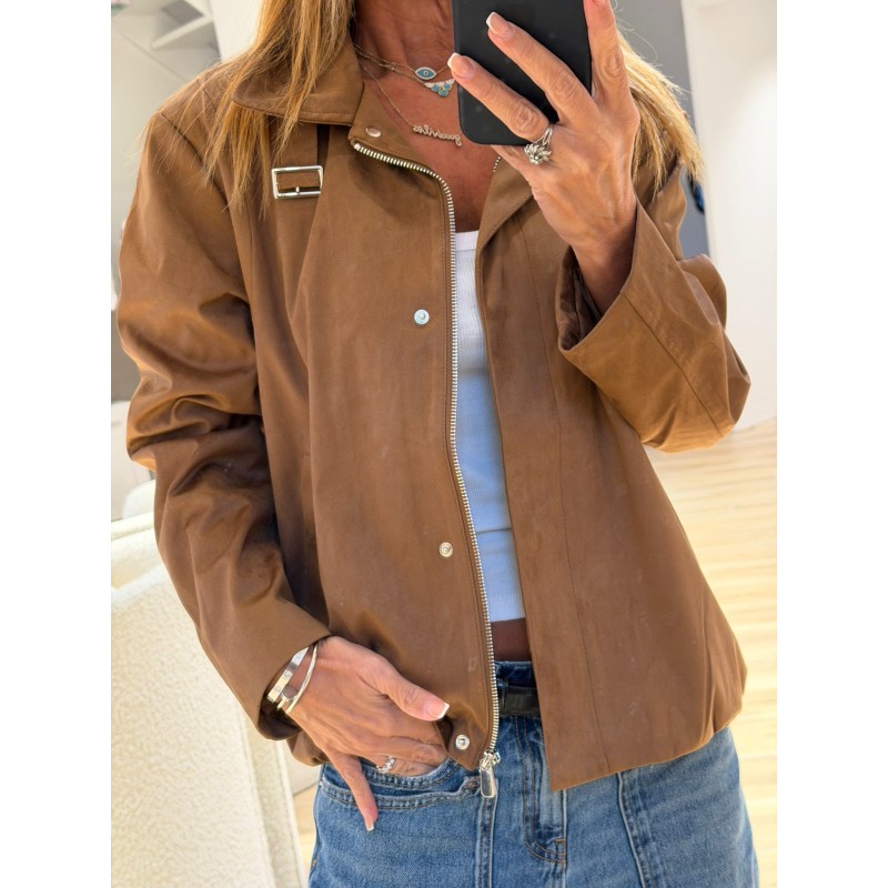 Blouson façon cuir brossé