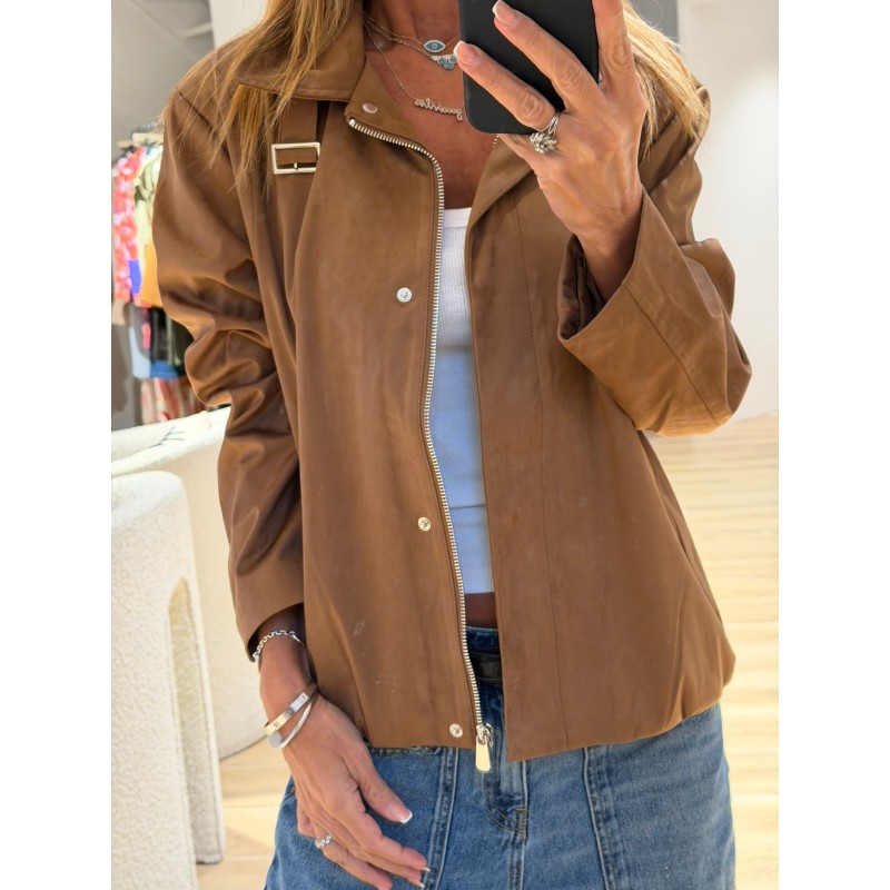 Blouson façon cuir brossé