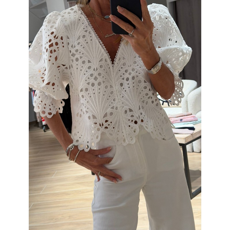 Blouse crop dentelle Paris