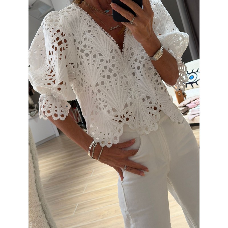 Blouse crop dentelle Paris