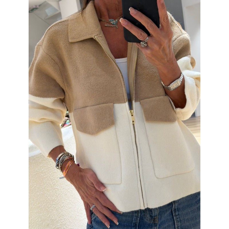 Veste cashmere bi ton Camille
