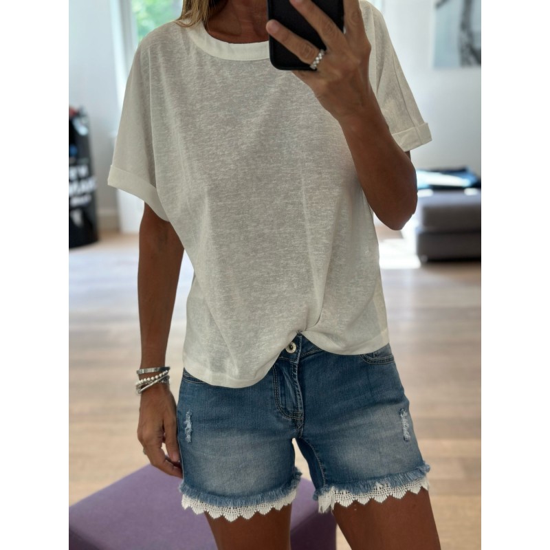 Short jeans broderie