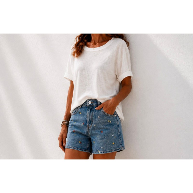 Short jeans flowers
