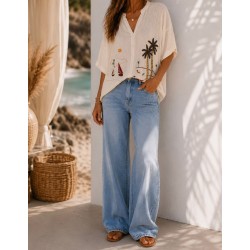 Chemise brodée Palmier