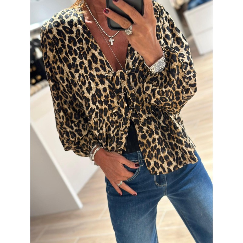 Blouse noeud Léopard Camille