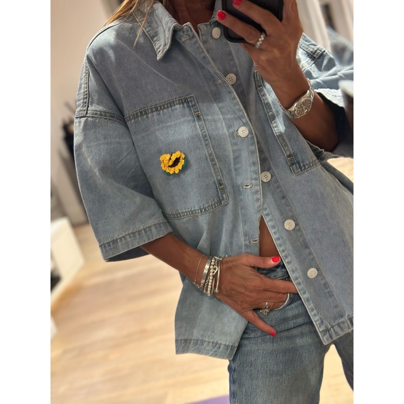 Veste jeans Flower claire